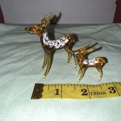 Vintage Hand Blown Glass Deer & Doe