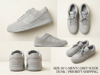 10.5 Nike Dunk Low Grey Suede