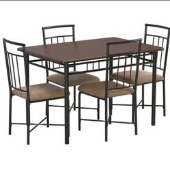 Mainstays Louise Traditional Wood For & Metal Dining Table, Deep Walnut