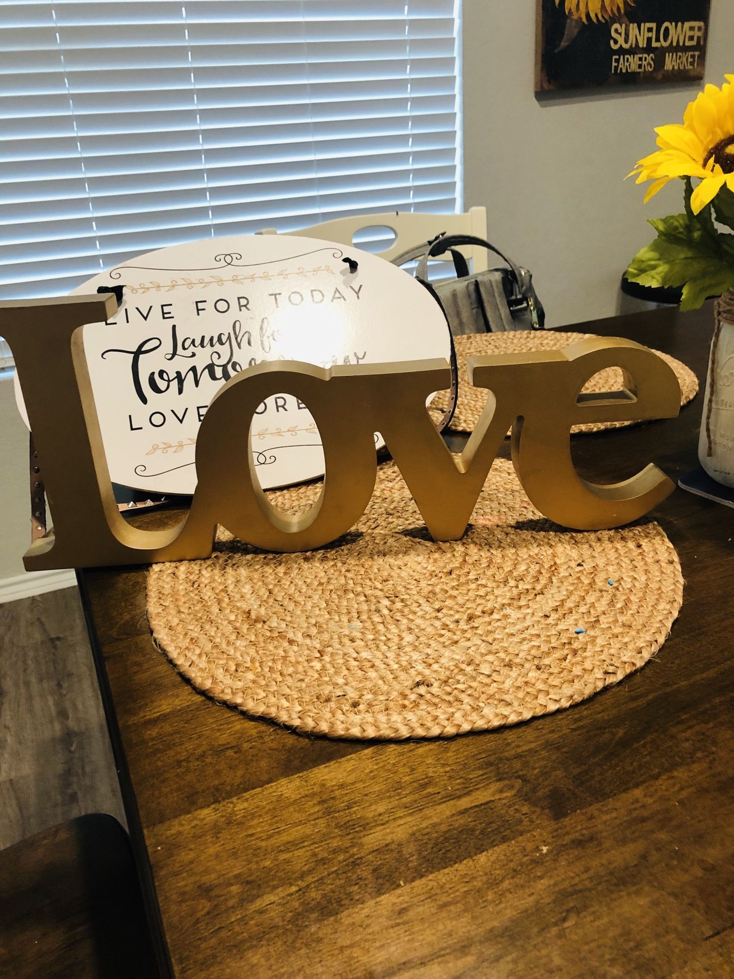Home decor hanging sign and stand up love sign