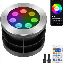 Smart Low Voltage Landscape In-Ground Lights – DC24V 5 * 6W RGBCW Color-Changing LED Spotlights (16 Colors + Warm/Cool White), App & RF Remote Control