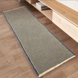 Waffle Runner Rug, 2x5 Grey/Cream