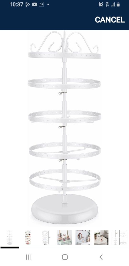Flexzion 5 Tiers Earring Holder Jewelry Organizer Necklace Rotating Spin Display Stand Bracelet Ring Pendants Tabletop Storage Store Rack T