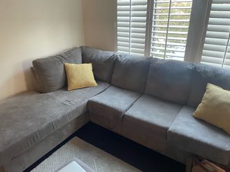 Gray Fabric L-Shaped Sectional Sofa