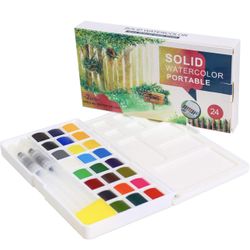 solid watercolor portable 24 colors 2 pcs special water brush