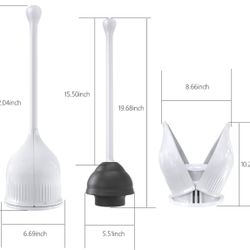  Toilet Plunger with Holder, Long Handle Plungers for Bathroom