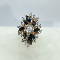 Vintage style Crystal sapphire ring Jewelry 