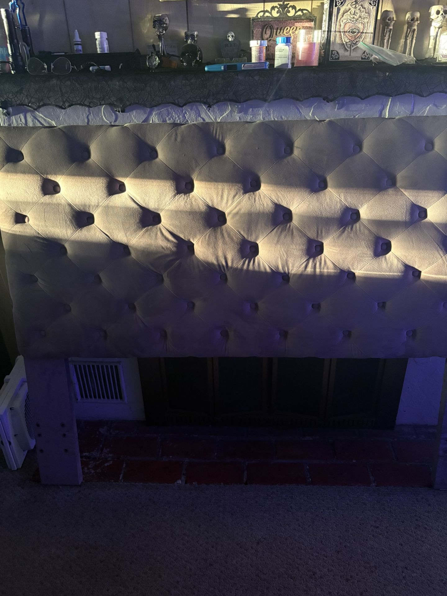 Light Pink Velvet Queen Headboard