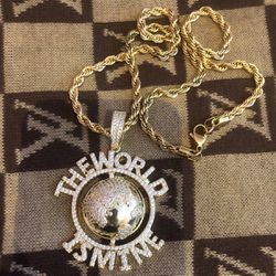 The World Is Yours Pendant And 5mm Rope Chain