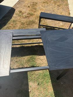 Black Extendable Dining Table with Metal Frame