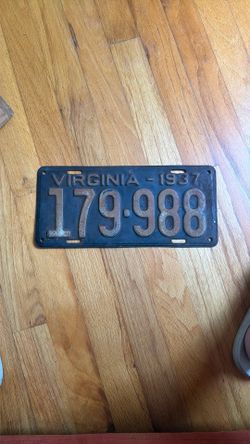 1937 VA License Plate