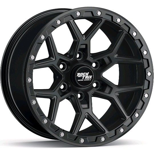 18" RockTrix RT107 18x9 Black Wheel 6x5.5 Rim for Select Chevy GMC Trucks SUVs