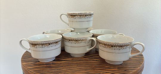 Signature Collection Queen Anne Select Fine China Tea Cups - Set of 7