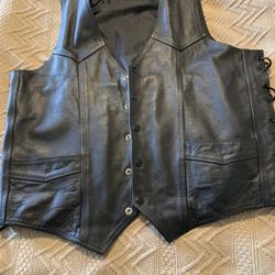 Motorcycle Leather Vest 2xl 