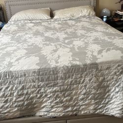 Queen Bed With Mattress and Side Tables 