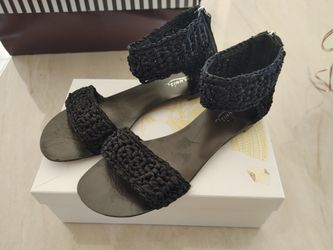 Woven Black Sandals, Size 40