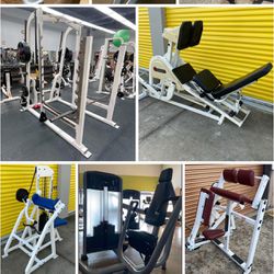 Smith machine, Power Racks, Squat Racks, Leg Press, Dumbbell , Olympic Weight Plates, Bench, Bars, Functional Trainer,  Home Gym