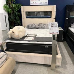 Modern Cream Bed Fireplace 🛌 😴 New Design 