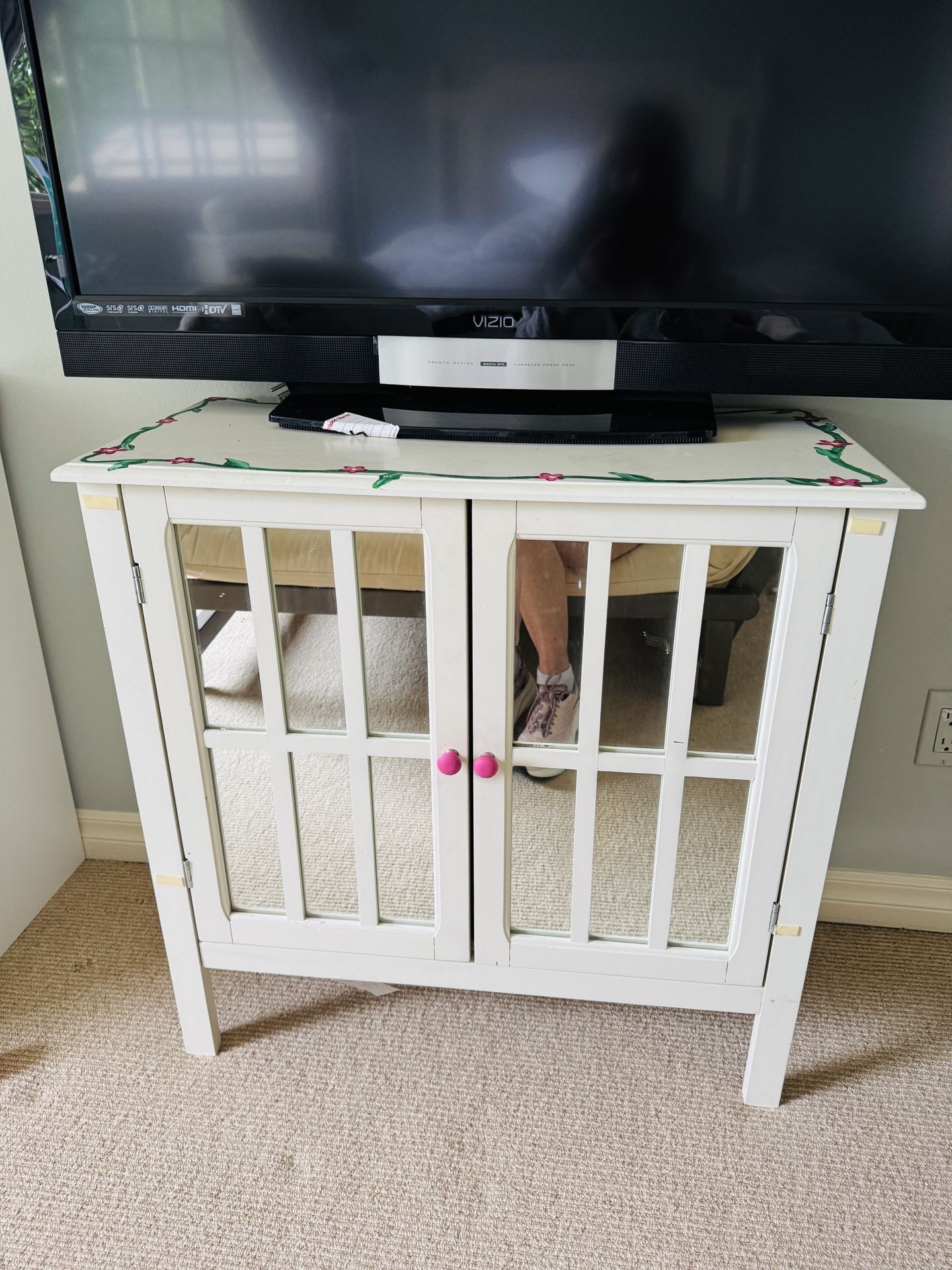 Hand Painted Storage Cabinet/ Can Be Refinished