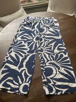 Women’s white and blue floral print pants size 1XL NEW