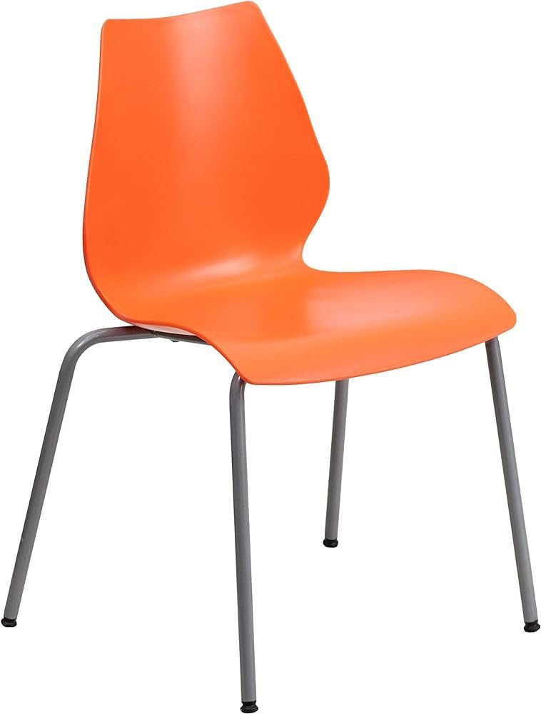 Iris Orange Contoured Modern Design Stack Chairs 4