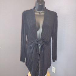 Chico's Women's Black Long Hanging Tie Closure Cardigan Size 0(Small)
