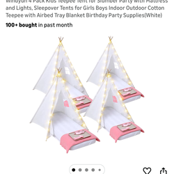 8 Kids Teepee Sleepover Tents – Like New –