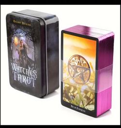 Witch Tarot Oracle Deck with Gold-Plated Edges, Astrology Fortune Telling Cards, English Edition Board Game, Divination and Destiny Cards, Paper Mater