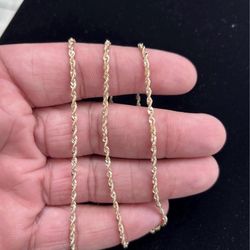 10k Real Gold Rope Chain 2 mm 24 inch