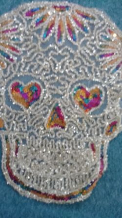 HUGE SUGAR SKULL APPLIQUE