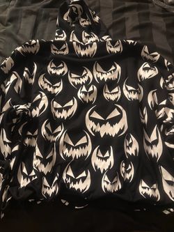 Black Halloween Jack-o-Lantern Face Hoodie