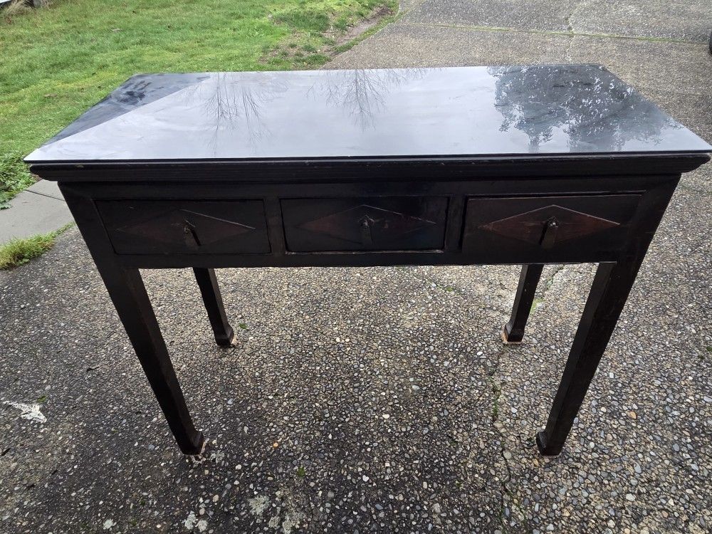 Stretch Leg Chinese Antique Table with Drawers