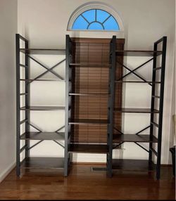 Tribesigns 70 inch Triple Wide 5-Shelf Bookcase, Vintage Industrial Style Wood and Metal