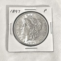 AU-(About Uncirculated) 1897-P Morgan silver Dollar
