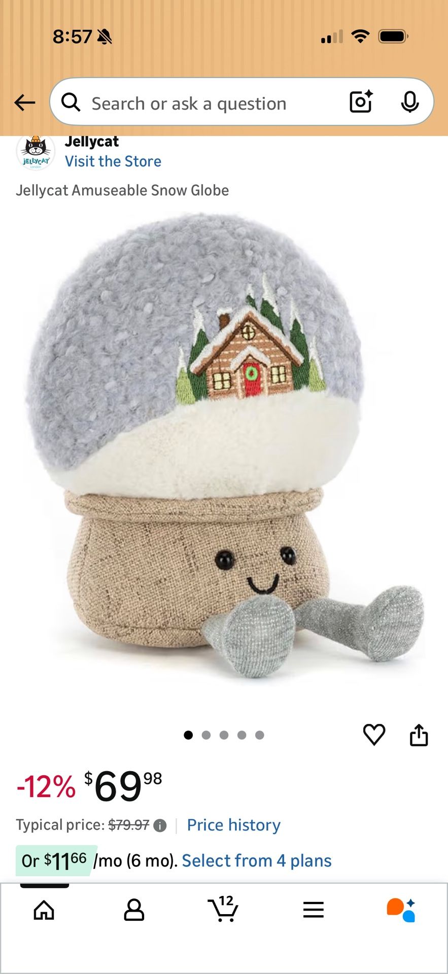 Jellycat Snow globe