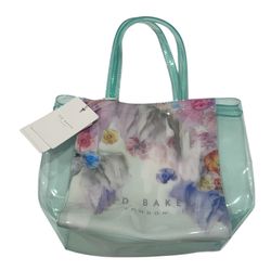 Ted Baker London Small Mint Green Floral  PVC Tote Bag Easter Spring Bag NWT