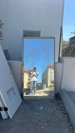 2 brass frame sliding mirror doors