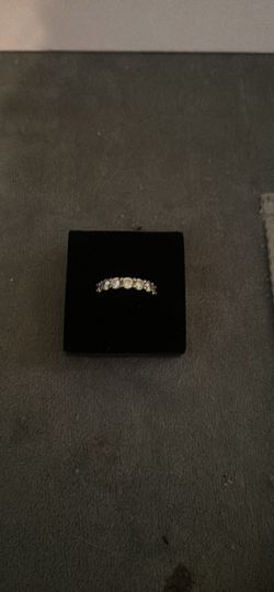 Silver Band Ring with Clear Stones