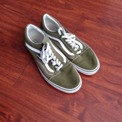Green Vans Off The Wall Shoes Suede And Canvas Size 13s