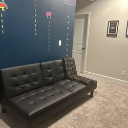 Black Leather Futon $200 OBO 