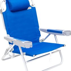 SUNNYFEEL Extra Wide 28" Low Beach Chair 5 Position Lay Flat, XL Oversized Portable Folding Camping