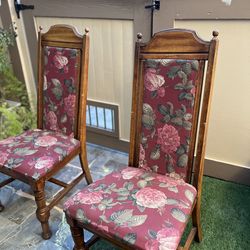 Pair Rose Wood Chairs Victorian Style