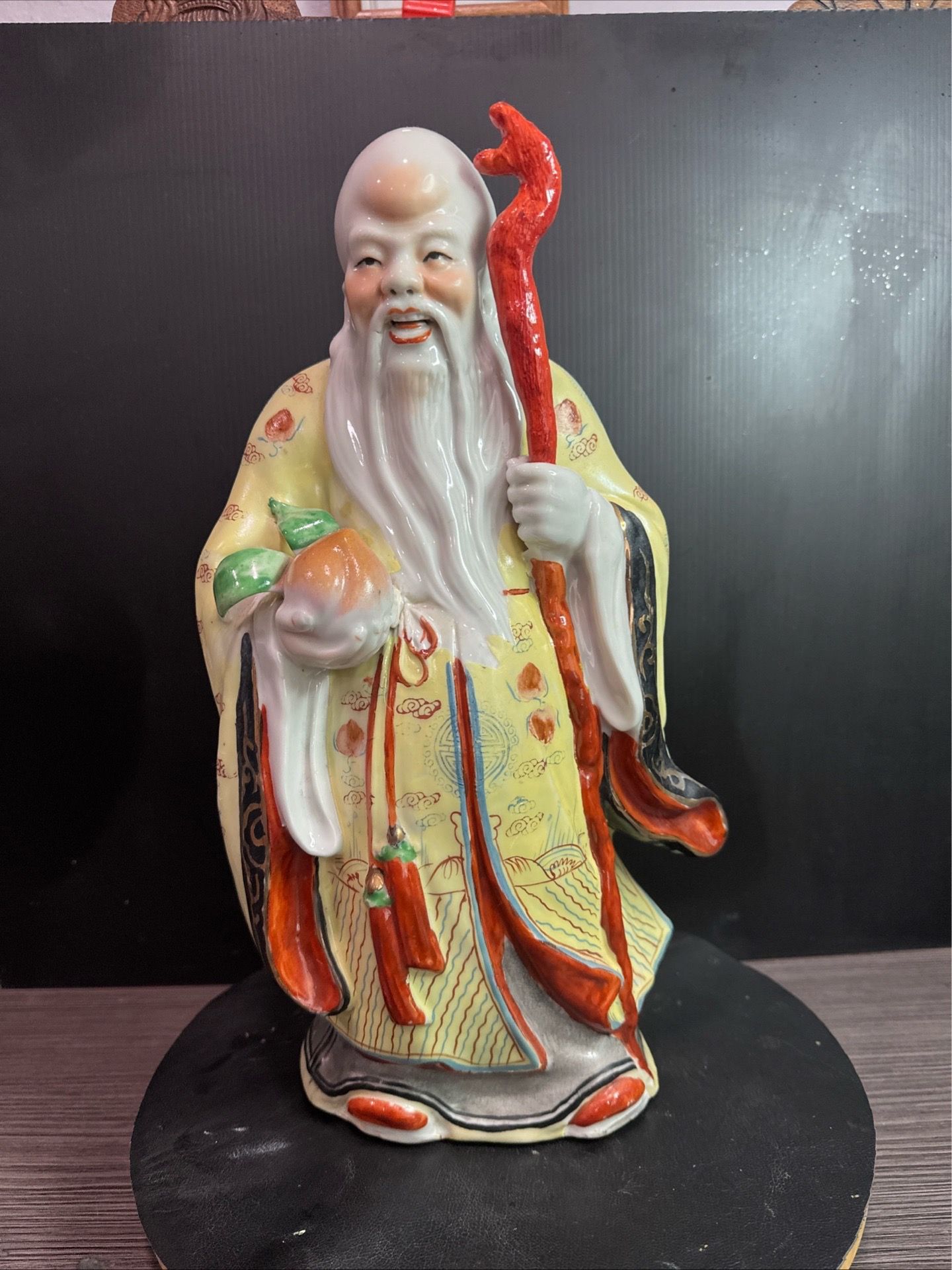 Vintage Chinese Shou Xing (壽) Statue Figurine 14” H ~ Porcelain
