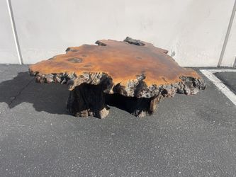 Custom Redwood Lace Burl Coffee Table & Root Base