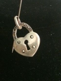 Sterling '925' & Marcasite Heart Lock Pendant