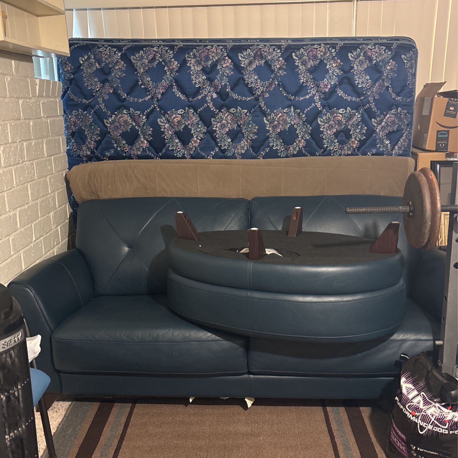 Blue Macys Leather Sofa 
