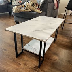 Faux White marble coffee table. 