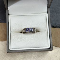 10K White Gold Tanzanite Diamond Ring