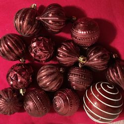 15 Plastic Burgundy Color Christmas Balls