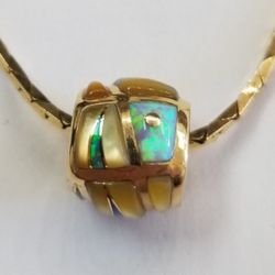 Inlays On 14kt. Ball On A 14kt. Chain 